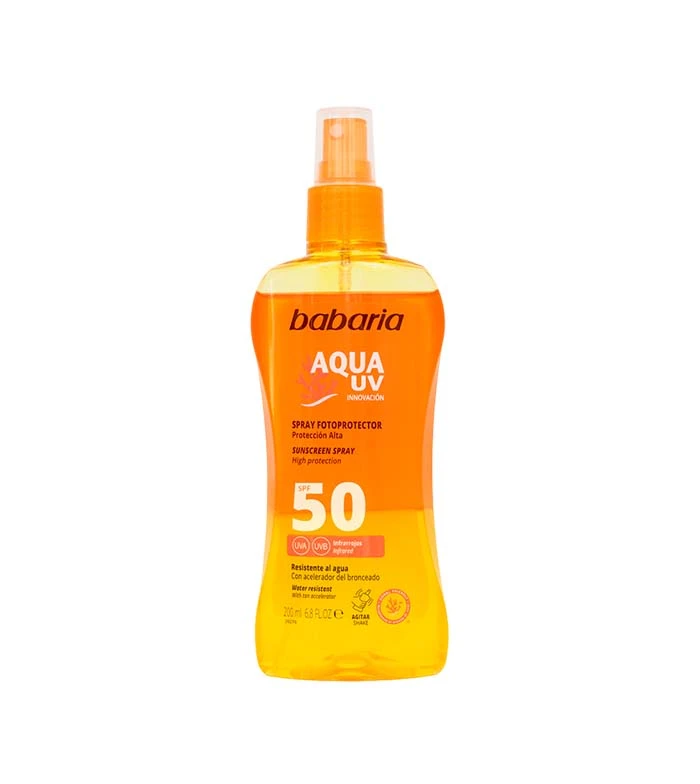 Babaria - Spray Solaire Biphasique Aqua UV SPF 50 1 Babaria - Spray Solaire Biphasique Aqua UV SPF 50