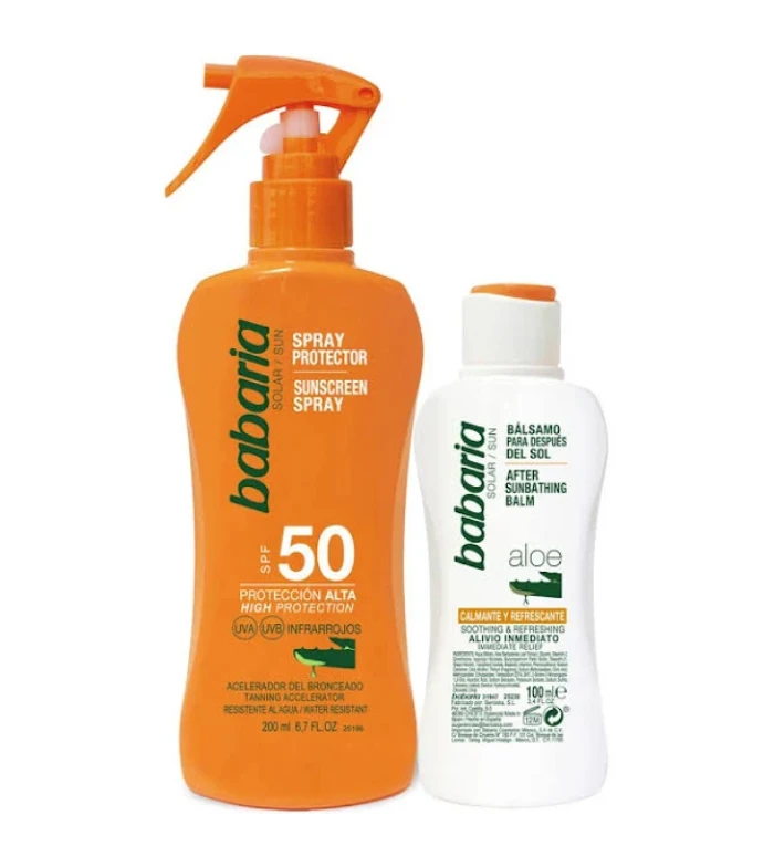 Babaria - Crème Solaire En Spray SPF50 à L'aloès + After Sun 1 Babaria - Crème Solaire En Spray SPF50 à L'aloès + After Sun