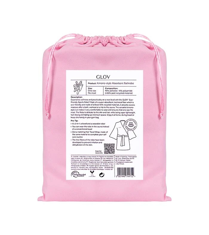 GLOV - Peignoir Ultra Absorbant Kimono Style - Rose 5 GLOV - Peignoir Ultra Absorbant Kimono Style - Rose – Image 5