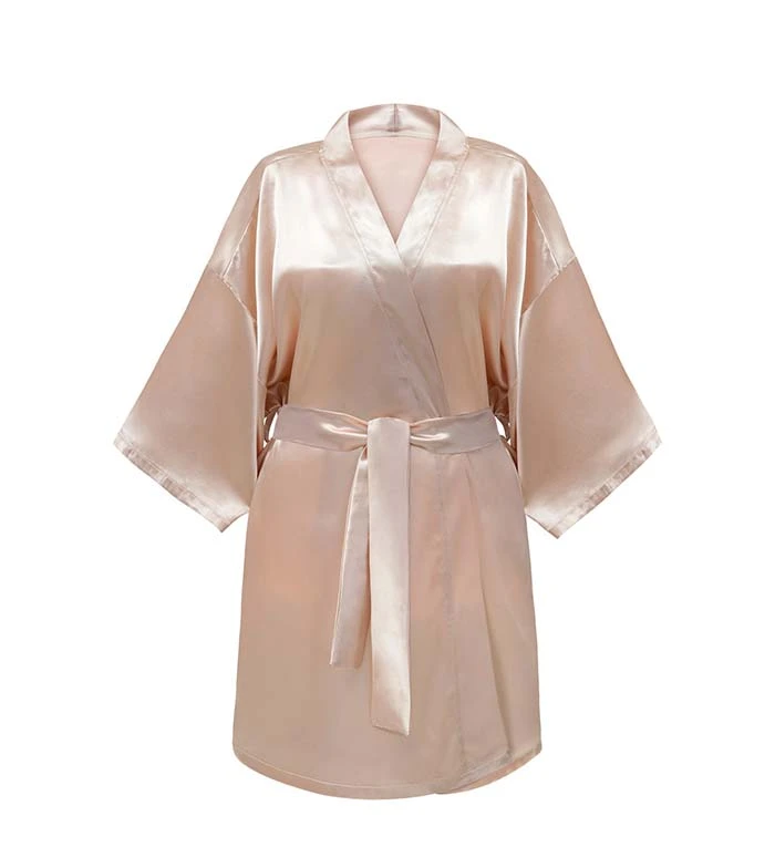 GLOV - Peignoir En Satin Kimono Style - Champagne 2 GLOV - Peignoir En Satin Kimono Style - Champagne – Image 2