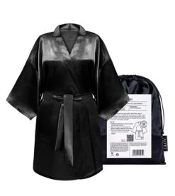 GLOV - Peignoir En Satin Kimono Style - Noir
