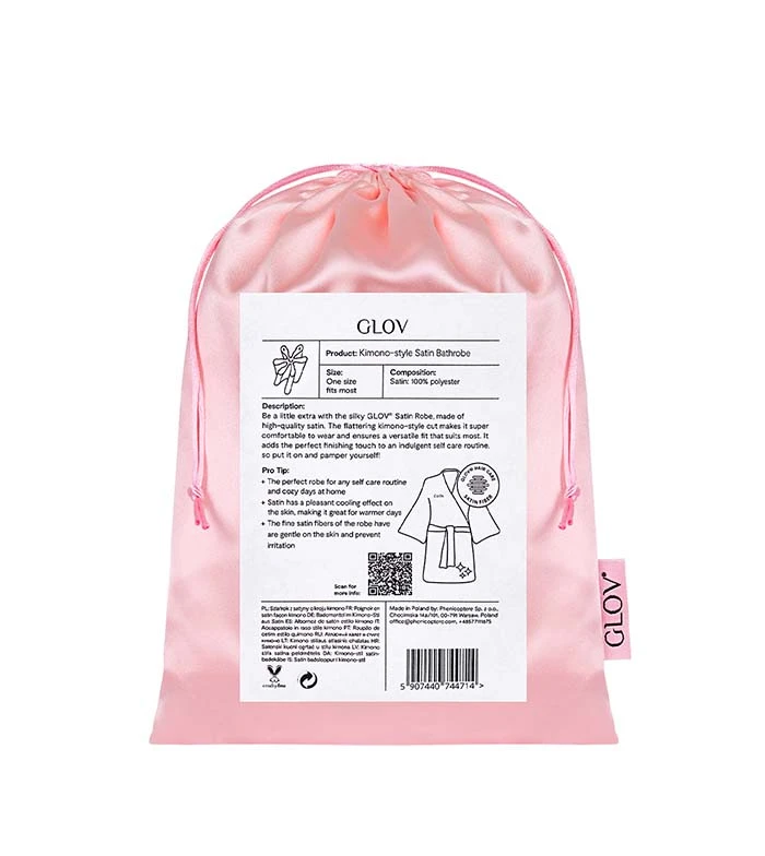 GLOV - Peignoir En Satin Kimono Style - Rose 4 GLOV - Peignoir En Satin Kimono Style - Rose – Image 4