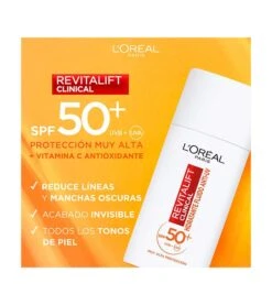 Loreal Paris - Fluide Hydratant à La Vitamine C Anti-UV SPF 50+ Revitalift Clinical -Cosmétiques Chic Promos Magasin loreal paris fluido hidratante con vitamina c anti uv spf 50 revitalift clinical 3 74919